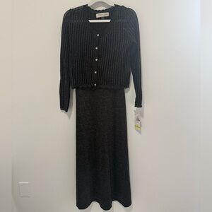 Taylor Black-Grey Shimmer 2-Piece Set ✨ Y2K Elegant Slip Dress + Cardigan | NWT